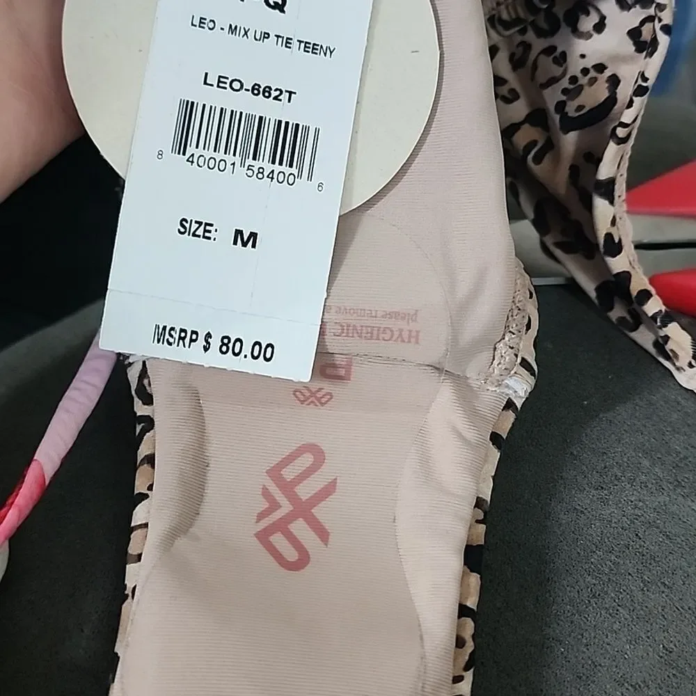 PQ Swim Leopard Mix Up Tie Side Bottom NWT Size M
